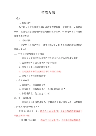 销售目标管理方案