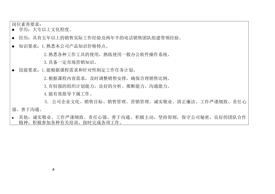 销售经理工作岗位说明书_第2页