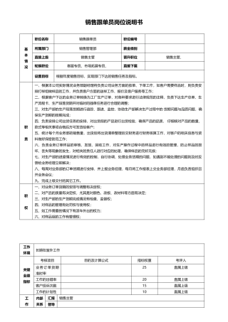 销售跟单员岗位说明书