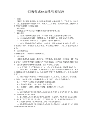 销售部末位淘汰管理制度