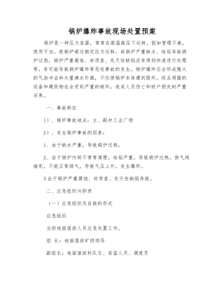 锅炉爆炸事故现场处置预案