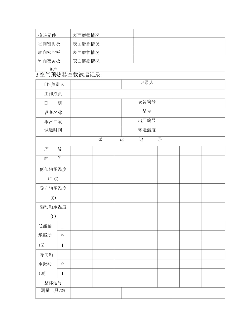 锅炉空气预热器大修作业技术记录表_第2页
