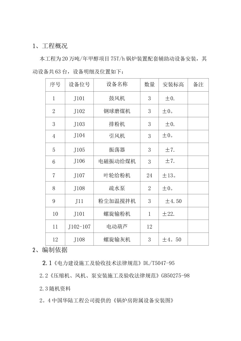 锅炉装置动设备安装施工方案_第1页