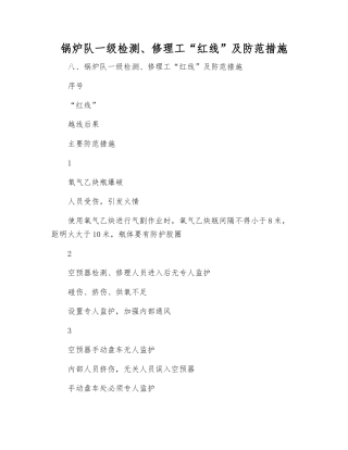 锅炉队一级检修工“红线”及防范措施