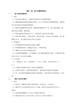 锚杆施工质量控制要点