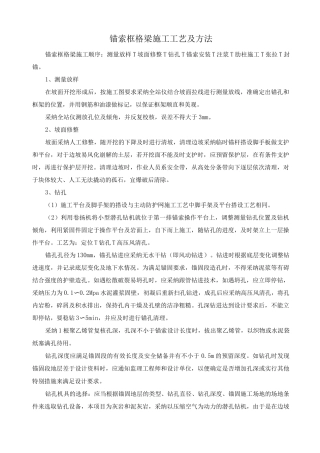 锚索框格梁施工工艺及方法