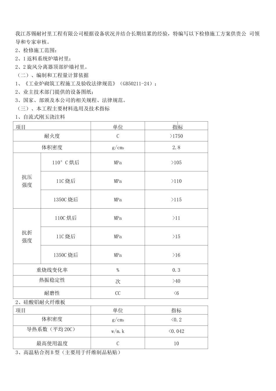 锡锅75tCFB锅炉衬里检修施工方案2_第2页