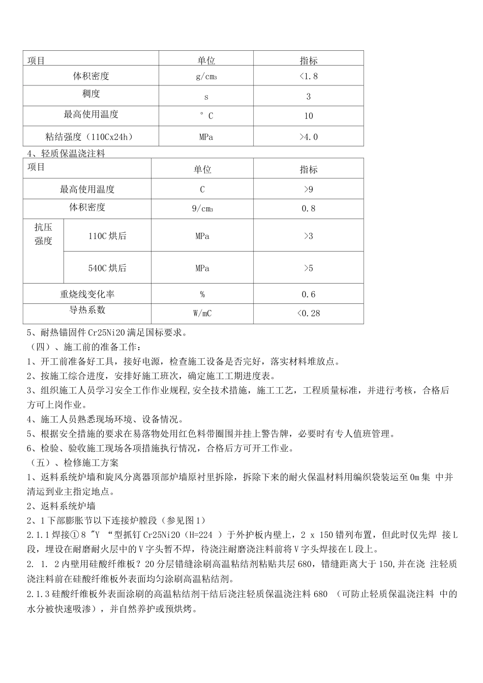 锡锅75tCFB锅炉衬里检修施工方案2_第3页