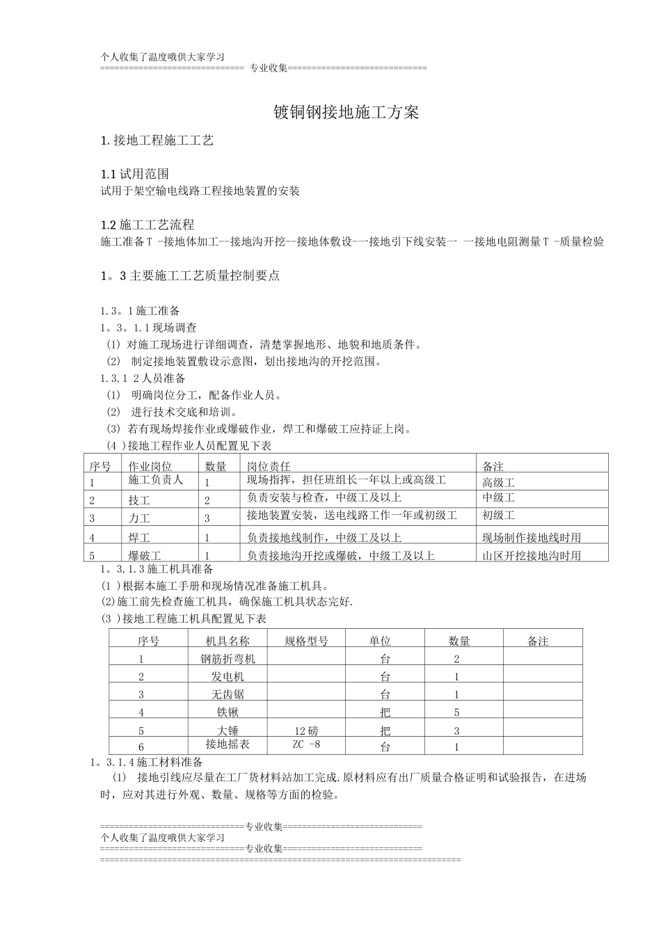 镀铜钢接地施工方案_第1页