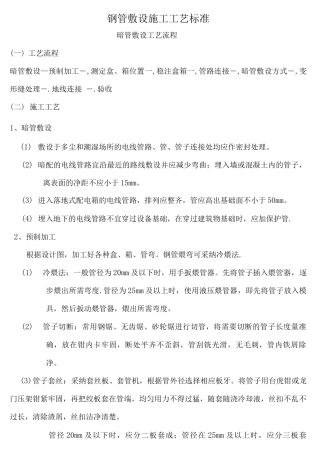镀锌钢管敷设施工工艺标准