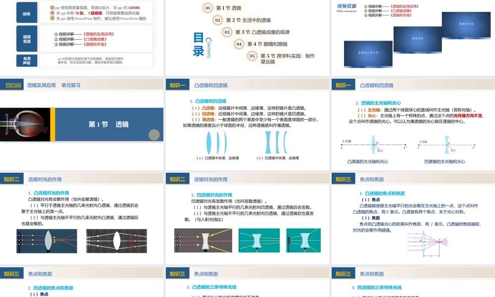  25秋人教八年级物理上册高效课堂第五章+透镜及其应用（单元复习课件）