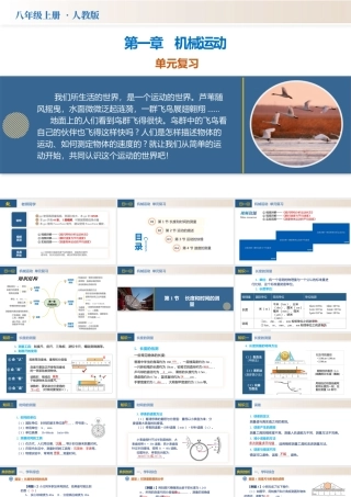  25秋人教八年级物理上册高效课堂第一章+机械运动（单元复习课件）