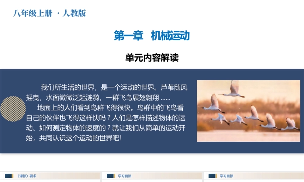  25秋人教八年级物理上册高效课堂第一章+机械运动（单元解读课件）