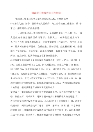 镇政府工作报告工作总结