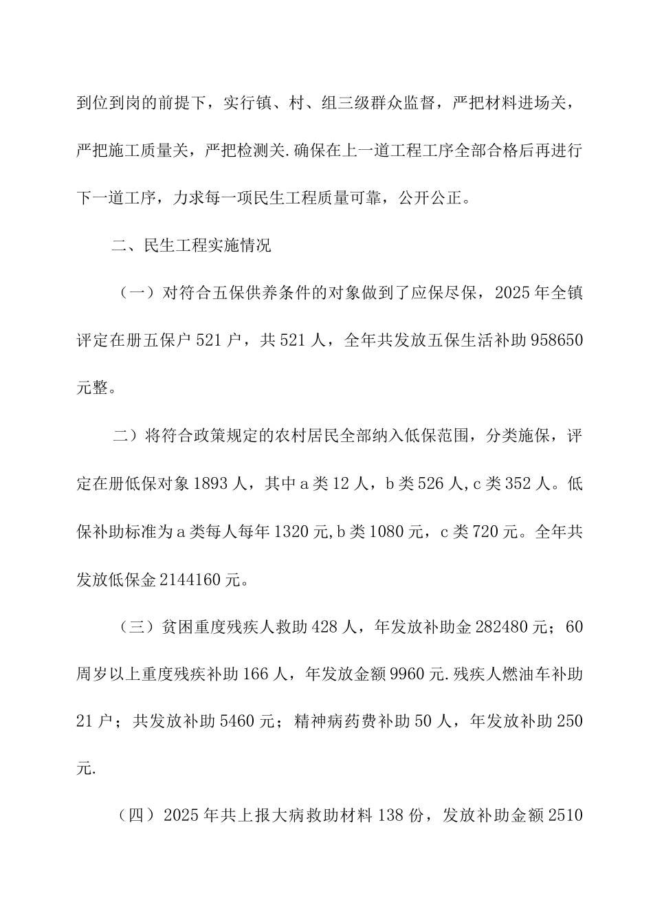 镇民生工程总结_第2页