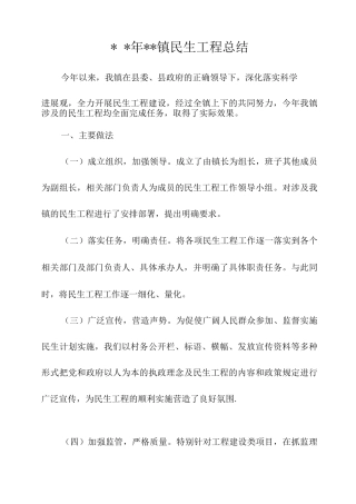 镇民生工程总结