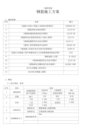 长城杯钢筋施工方案
