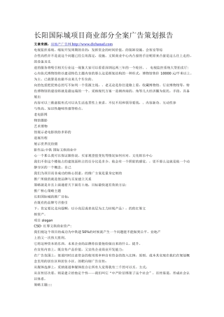 长阳国际城项目商业部分全案广告策划报告
