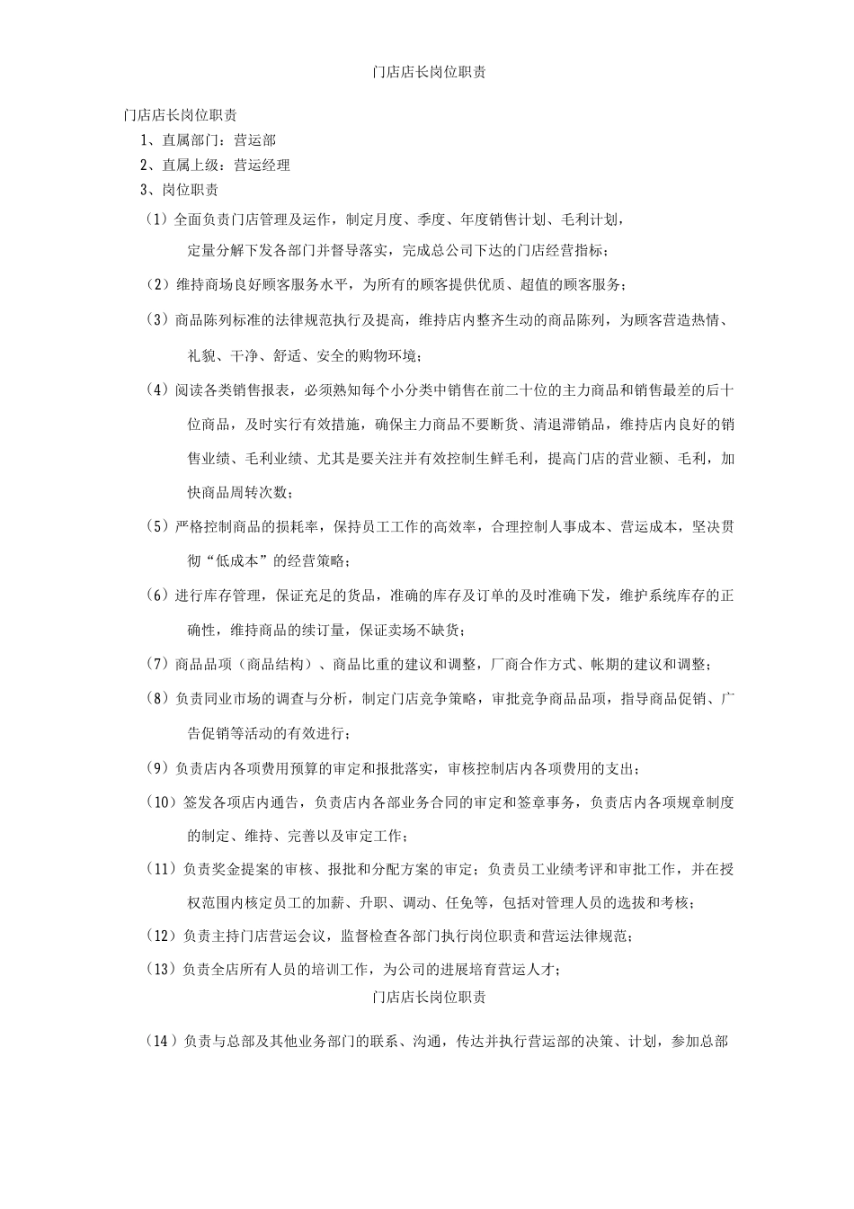 门店店长岗位职责_第1页