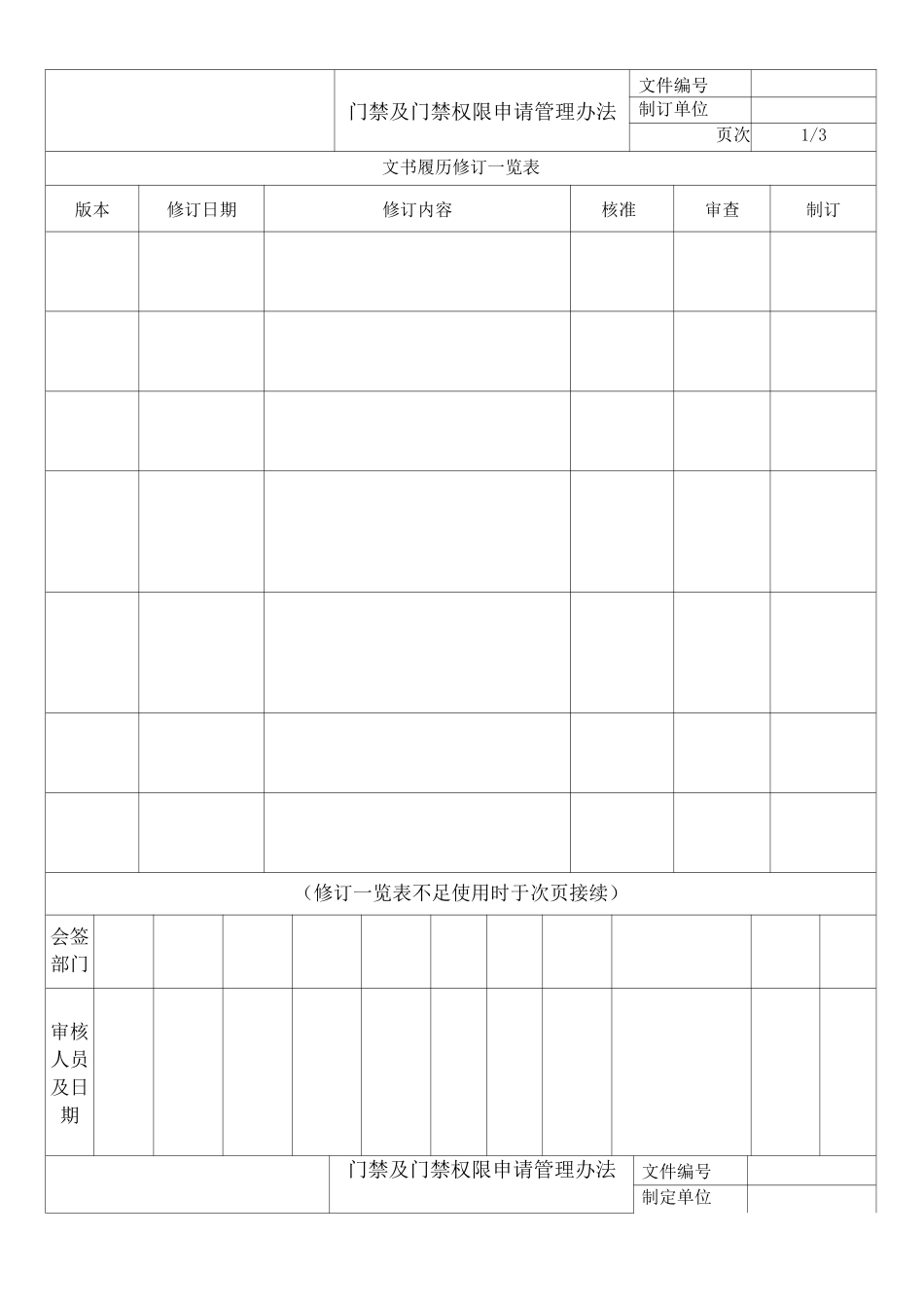 门禁及门禁权限申请管理办法_第1页