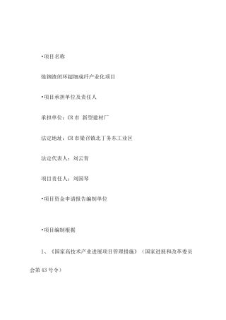 闭环超细成纤产业化项目资金申请报告