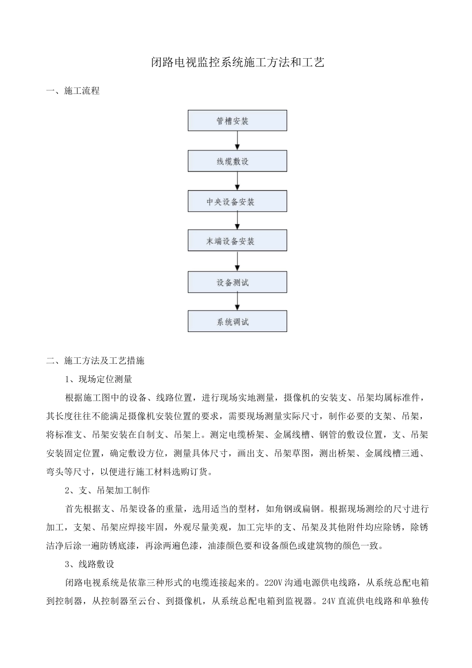 闭路电视监控系统施工方法和工艺_第1页