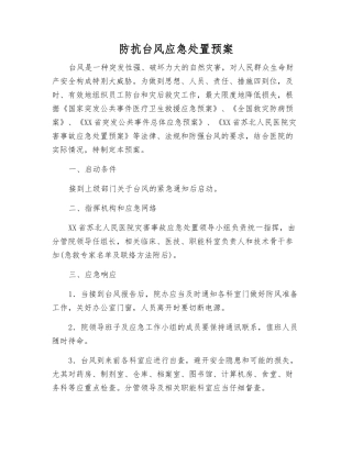 防抗台风应急处置预案