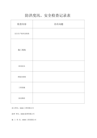 防洪度汛安全检查记录表