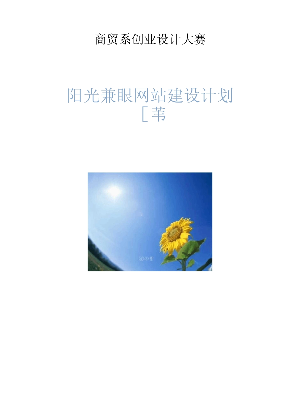 阳光兼职网大学生创业计划书_第1页