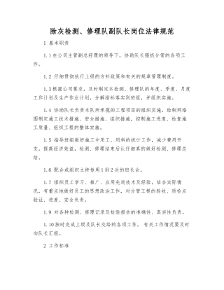 除灰检修队副队长岗位规范