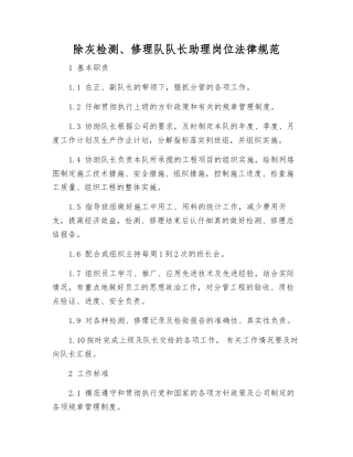 除灰检修队队长助理岗位规范