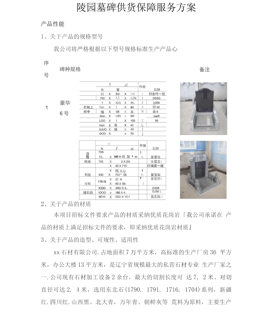 陵园墓碑供货保障服务方案2_第1页
