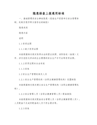 隐患排查上报通用标准
