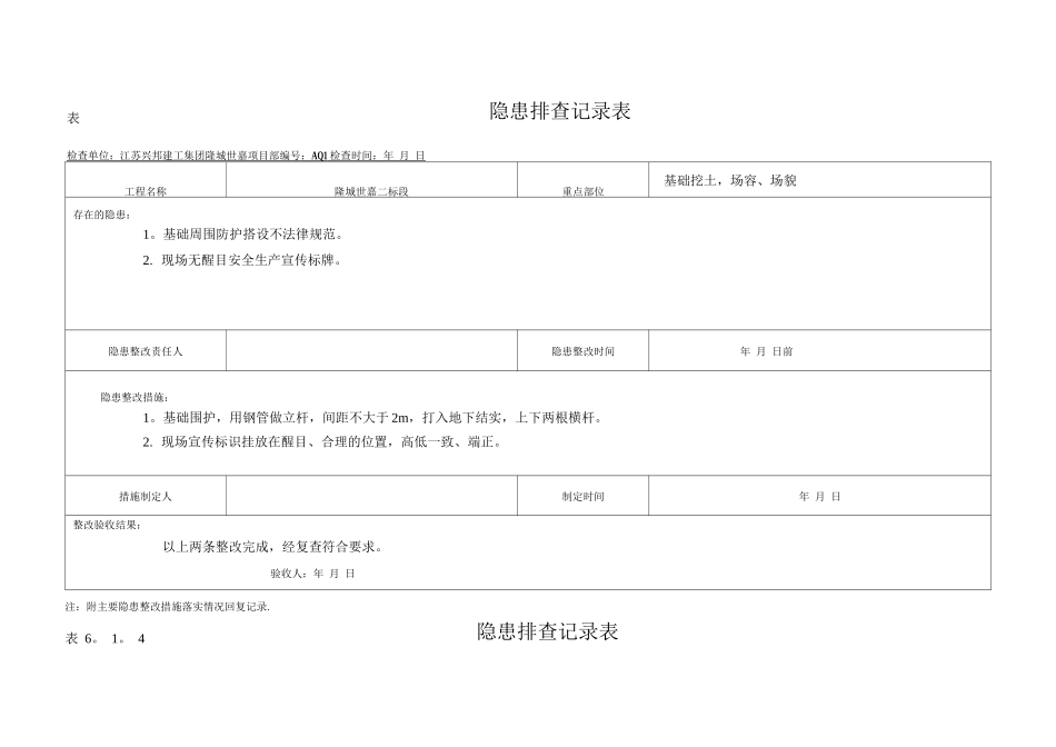 隐患排查记录表：6.1._第1页