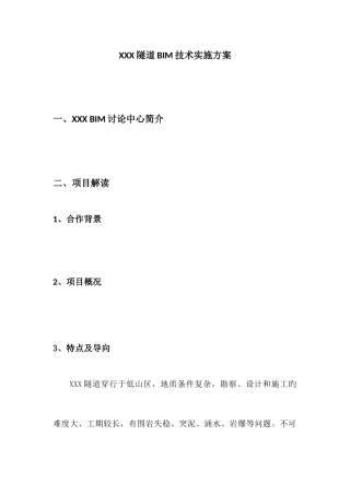 隧道BIM技术实施方案