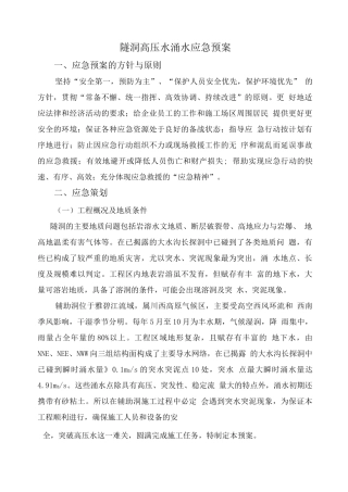 隧洞高压水涌水应急预案