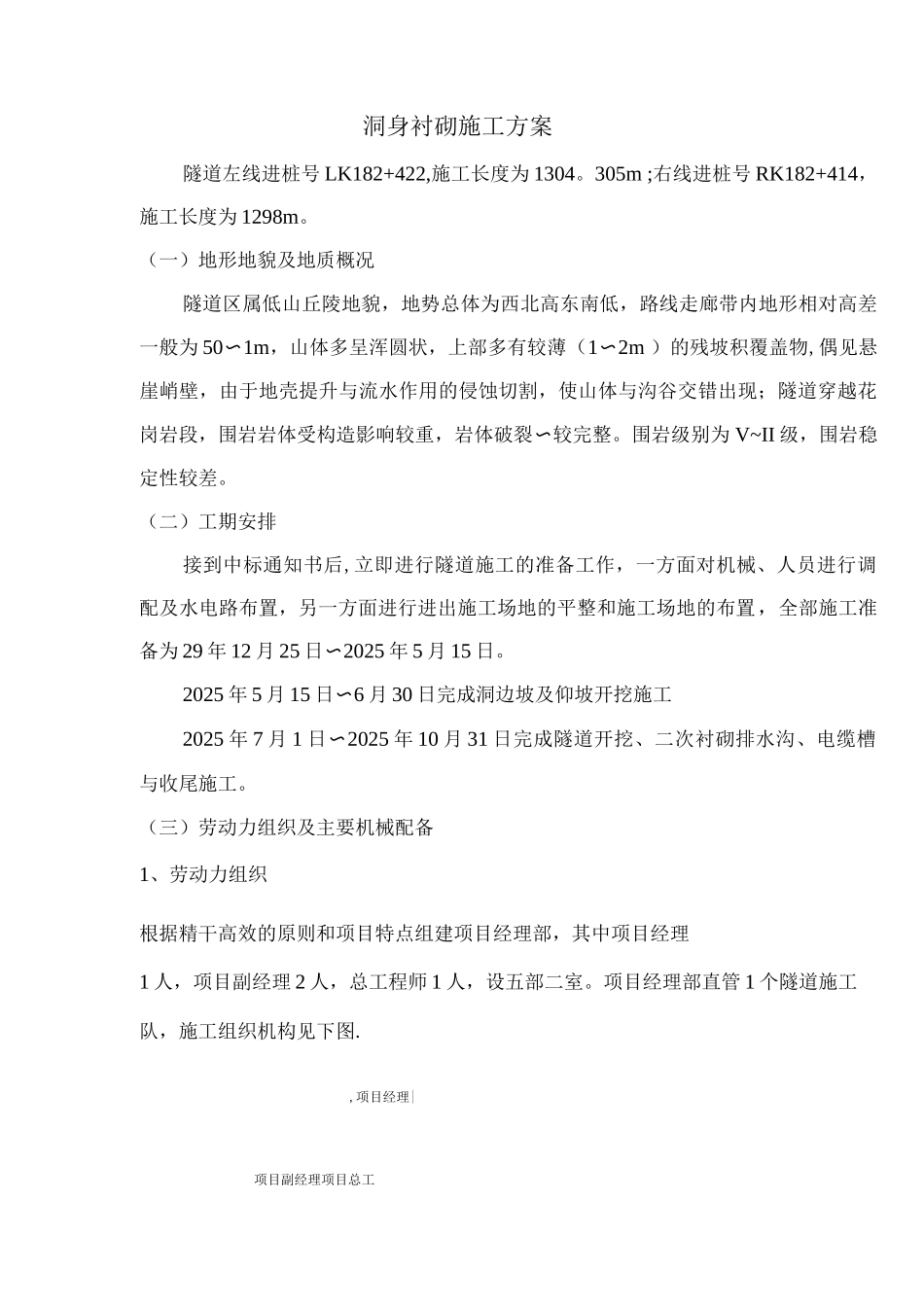 隧道洞身衬砌施工方案_第1页