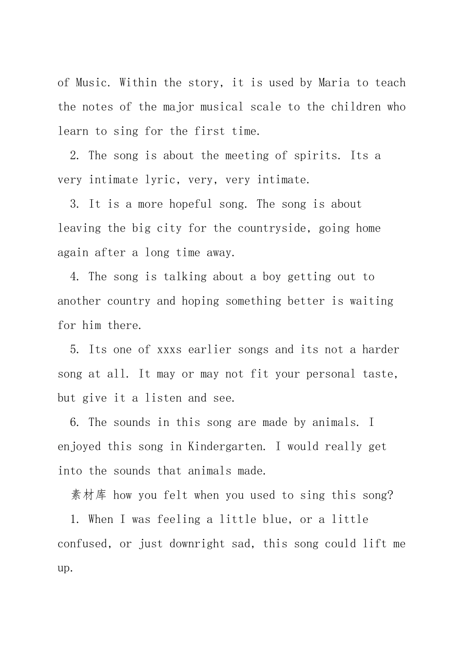 雅思口语话题song_第3页