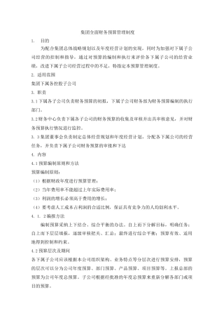 集团全面财务预算管理制度
