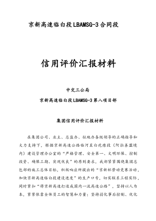 集团信用评价汇报材料