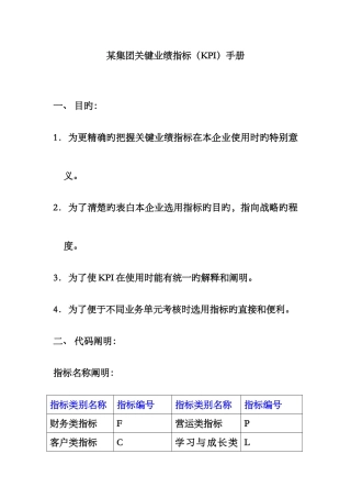 集团关键业绩指标管理知识手册