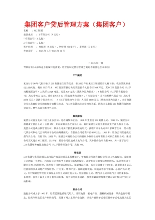 集团客户贷后管理方案