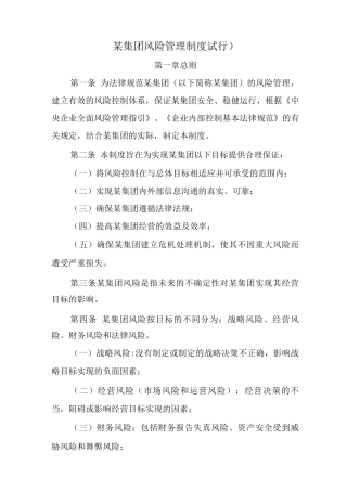 集团风险管理制度