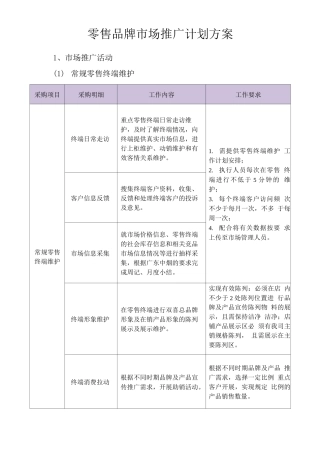 零售品牌市场推广计划方案