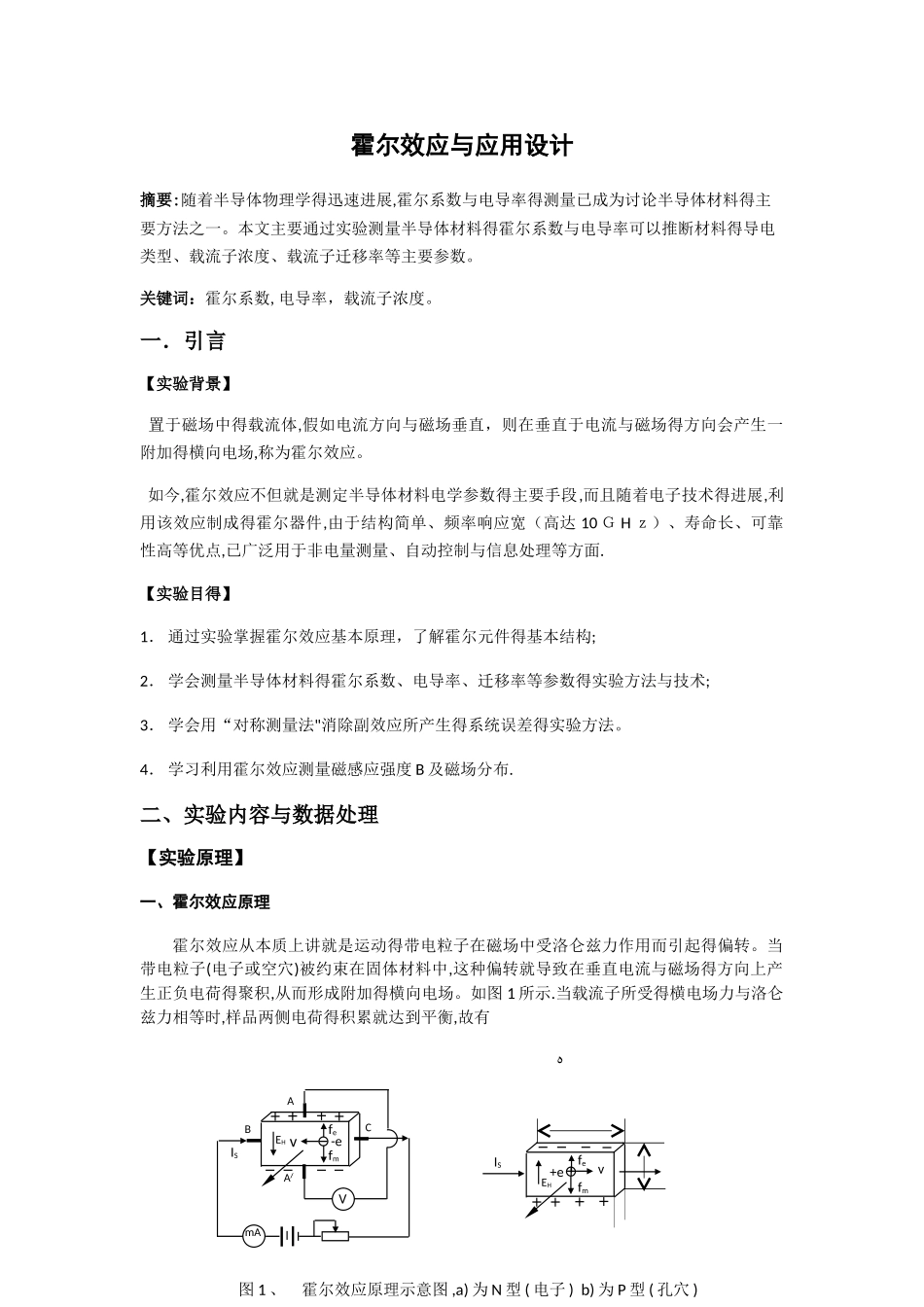 霍尔效应实验报告_第1页