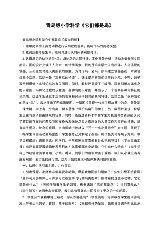 青岛版小学科学《它们都是鸟》