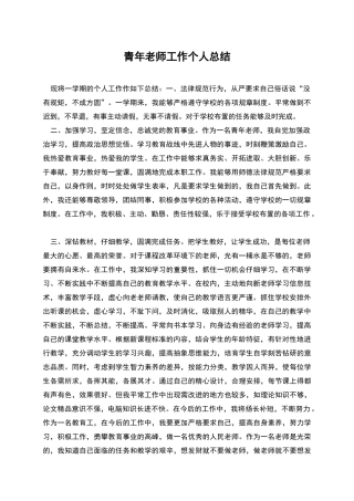 青年教师工作个人总结