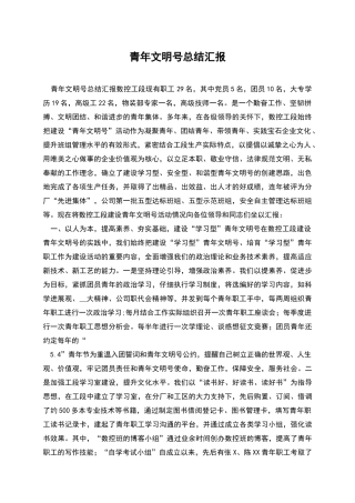 青年文明号总结汇报