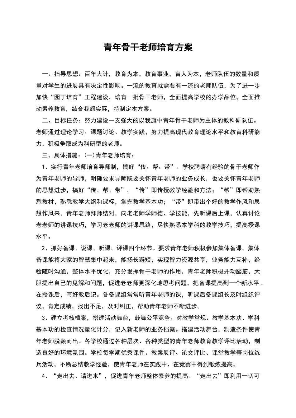 青年骨干教师培养方案_第1页