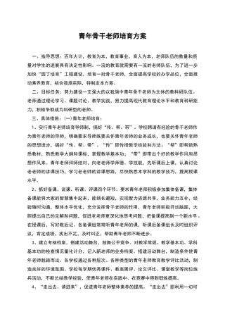 青年骨干教师培养方案